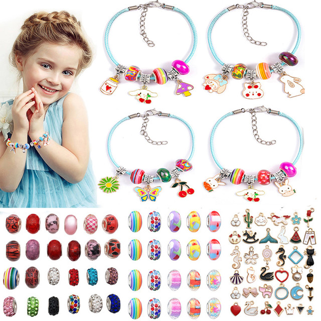 DIY Beaded Bracelet Set Jewelry Making Kits Charm Bracelet Present For Kids  Girls Toys for 3 5 7 9 11 - AliExpress